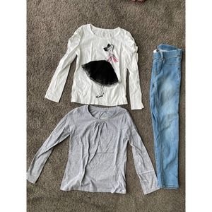 Girls size medium 7/8 long sleeve top, jeggings bundle